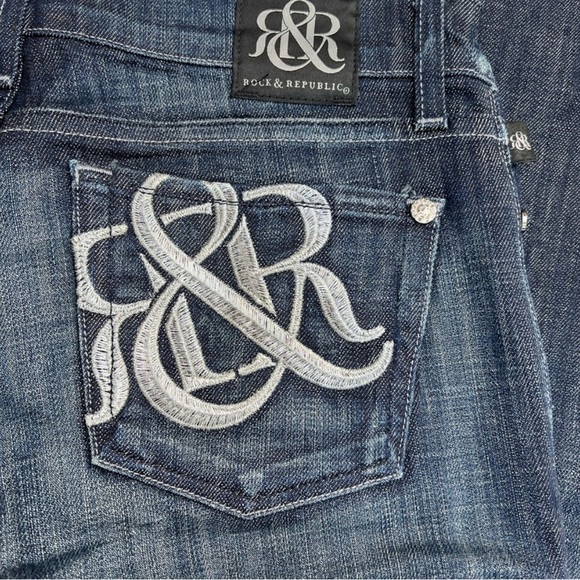 Rock & Republic Jeans Womens Sz 27 Kassandra Low-Rise Bootcut Logo Monogram EUC! - Picture 2 of 11
